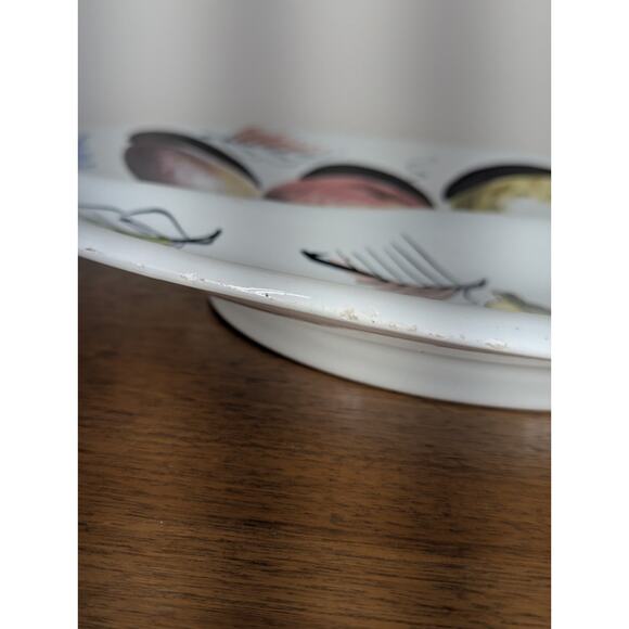 Italian Porcelain Circular Divided Serving Platter Hand Painted Fruit Signed - Picture 13 of 16